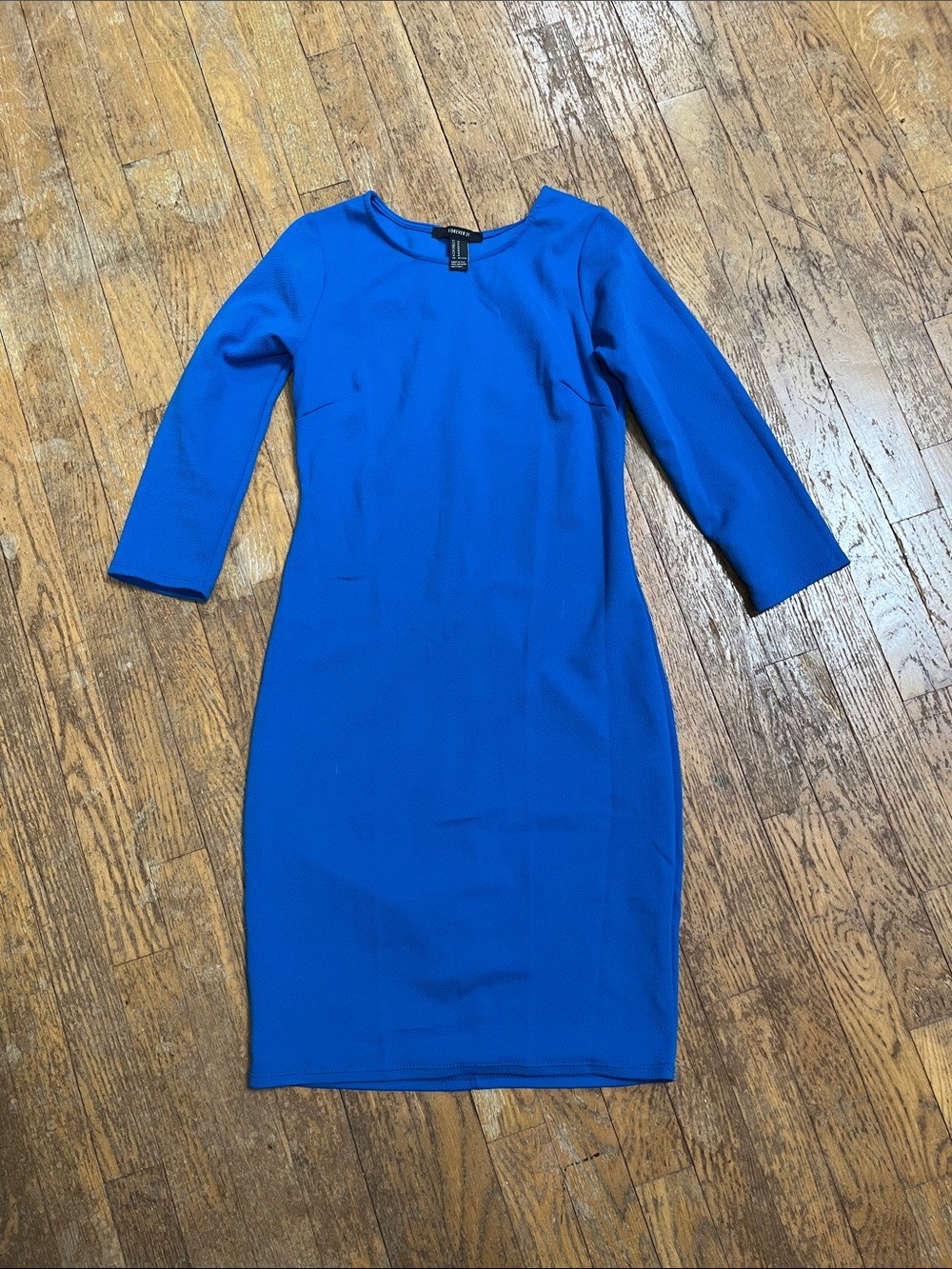 Forever 21 sz M Classic Cobalt Long-Sleeve Sheath Dress Bodycon Midi